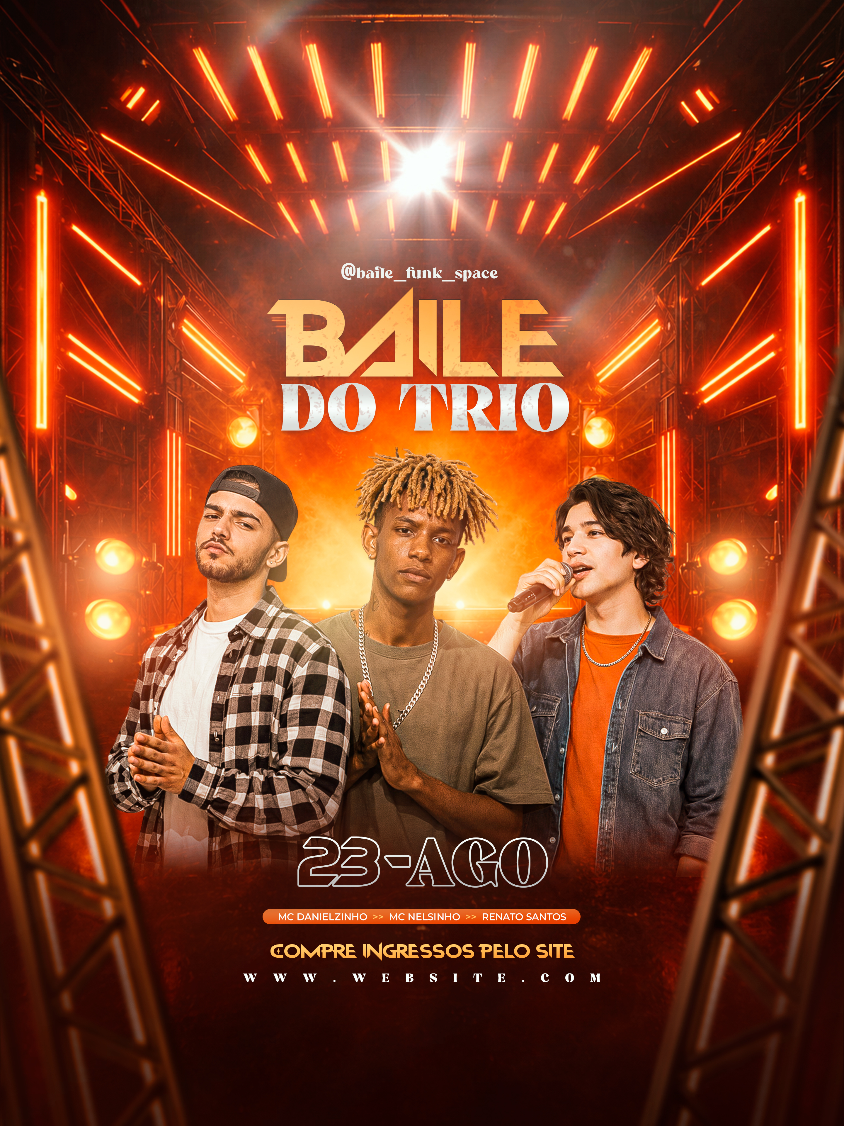 Flyer Baile do Trio - Template PSD Editável no Photoshop